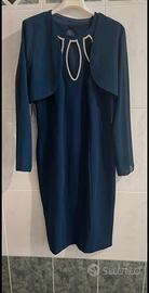 Abito da cerimonia tubino blu Federica Falieri 46