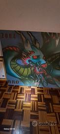 Murale drago spray su pannello 183x84 cm