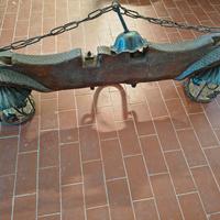 Lampadario giogo intarsiato 