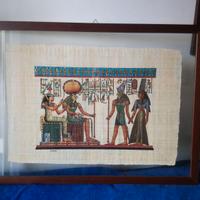 Quadro grande tela papiro egiziano, doppio vetro