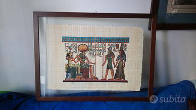 Quadro grande tela papiro egiziano, doppio vetro