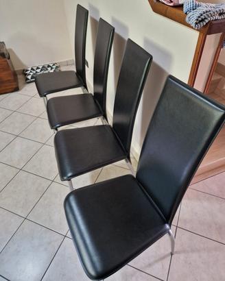4 Sedie in Ecopelle Nera Ricci Casa