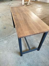 TAVOLO BANCO IN FERRO CON PIANALE IN LEGNO