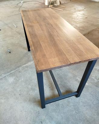 TAVOLO BANCO IN FERRO CON PIANALE IN LEGNO