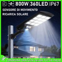 Lampione Solare 800W 360 LED Sensore di Movimento