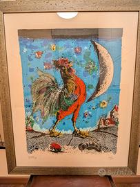 Quadro Gennaro Picinni - Litografia "Gallo e Luna"
