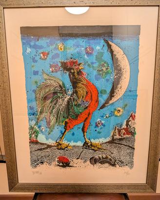 Quadro Gennaro Picinni - Litografia "Gallo e Luna"