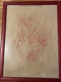 Disegno originale su carta di Aligi Sassu, firmato