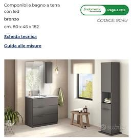 Mobile bagno a terra 80 cm+ lavandino e specchiera