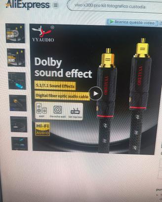 cavo ottico YYAUDIO lungo1,5 metri toslink 