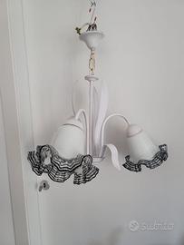 Lampadario vintage, vetro soffiato stile floreale