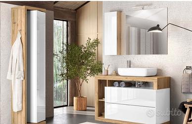 Specchio da bagno con pensile e lampada 