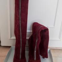 stivali donna al ginocchio bordeaux elasticizzati