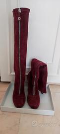 stivali donna al ginocchio bordeaux elasticizzati