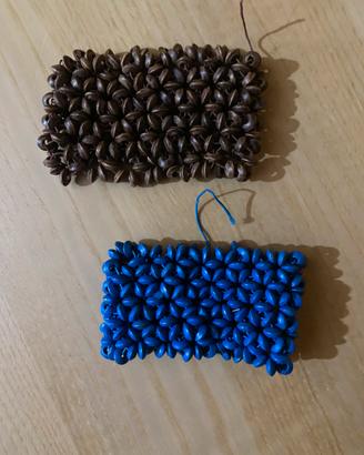 Braccialetti perline legno blu e marroni