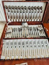 Servizio posate 75 pezzi inox18/10 e oro zecchino
