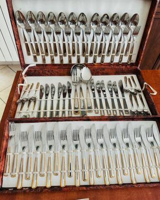 Servizio posate 75 pezzi inox18/10 e oro zecchino