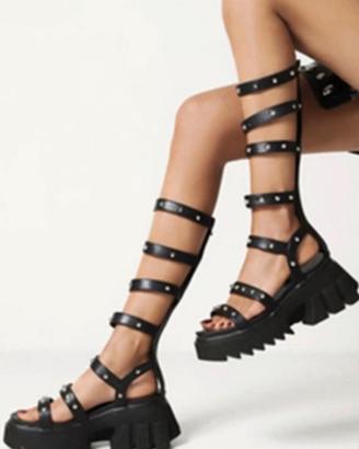 Sandali gladiatore nero  pelle vegana 37 donna