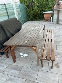 Tavolo con panche in legno (200 cm) – da esterno
