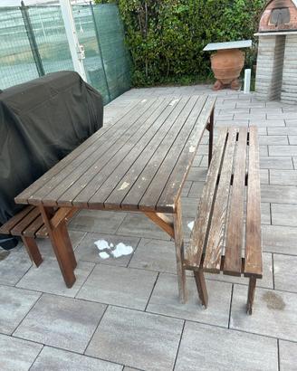 Tavolo con panche in legno (200 cm) – da esterno