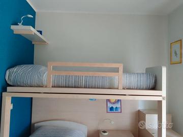 letto a soppalco con letto singolo