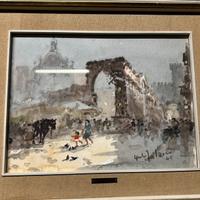 Acquerello Giulio Falzoni 1945  Milano 30x40