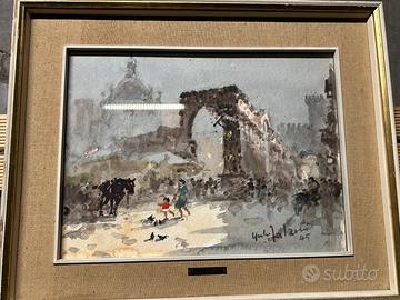 Acquerello Giulio Falzoni 1945  Milano 30x40