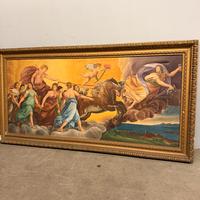 Antico dipinto olio su tela "Il carro del Sole"