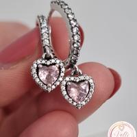 Orecchini in argento cuore rosa mod pandora 