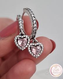 Orecchini in argento cuore rosa mod pandora 