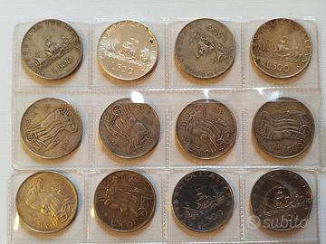 Lotto 12 monete 500 Lire argento