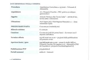 Azienda - attività di bar/ristorazione