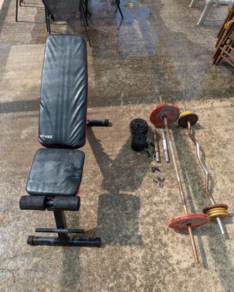 Set pesi per palestra e panca