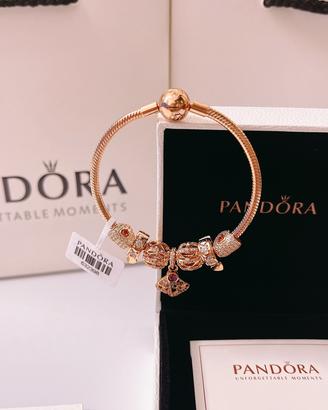 Set di Bracciali pandora ,oro rosa ,taglia 17-21
