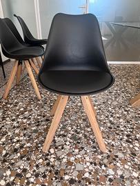 6 sedie con gambe in legno