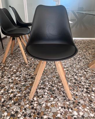 6 sedie con gambe in legno