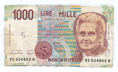 Banconota 1000 lire Montessori