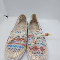 Scarpe in tessuto fantasia etnica, taglia 38