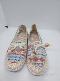 Scarpe in tessuto fantasia etnica, taglia 38