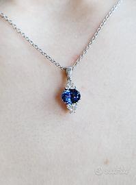 Collana NUOVA in Oro Bianco 18 kt con Tanzanite 