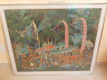 Grande quadro dipinto a mano batic 109x90 cm