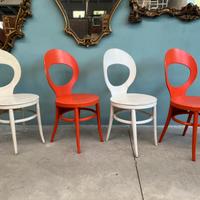 Gruppo 4 sedie bistrot seduta e schienale in legno