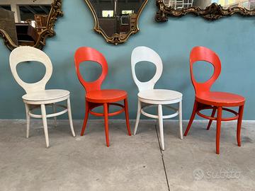 Gruppo 4 sedie bistrot seduta e schienale in legno