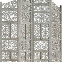 DIVISORIO-SEPARÈ 4 PANNELLI IN LEGNO DI MANGO 