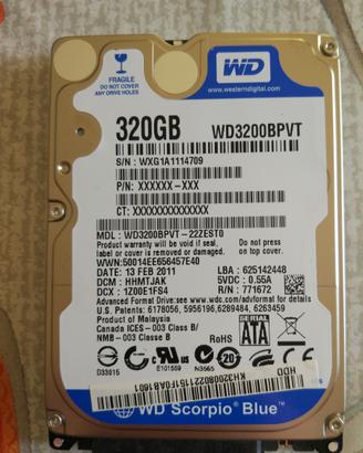 HD 320GB da 2.5"