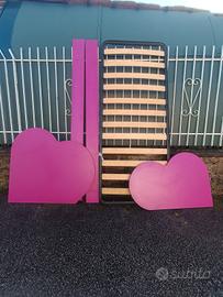 struttura letto cuore più rete ortopedica singola