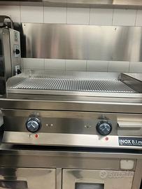 Fry Top Elettrico da banco con piastra rigata inox