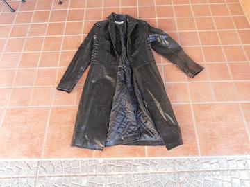 Cappotto matrix in pelle nero da donna