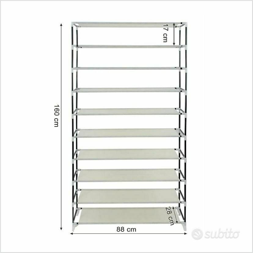 Scarpiera tessuto 9 ripiani 88x28x160cm grigio - Arredamento e Casalinghi  In vendita a Catania