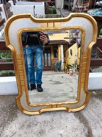 Grande specchio in legno oro e argento